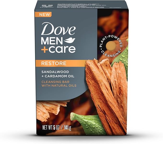 دوف من+كير لوح تنظيف DOVE MEN+CARE، Restore، 4in1، للشعر، الجسم، الوجه والحلاقة، مع خشب الصندل وزيت الهيل، 141 جرام - Image 2